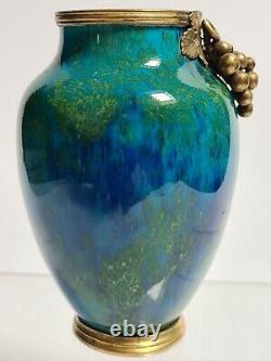 Petit Vase Faïence de Sèvres (fabrique Paul Millet) monture Art Nouveau 19e