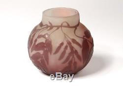 Petit vase boule pâte de verre Emile Gallé glycines Art Nouveau XIXè siècle