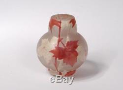 Petit vase miniature pâte de verre feuilles vigne Art Nouveau 5cm XIXème