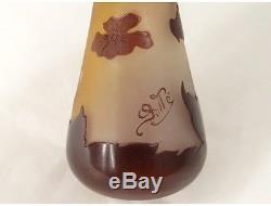 Petit vase soliflore pâte de verre fleurs Emile Gallé Art Nouveau XIXème