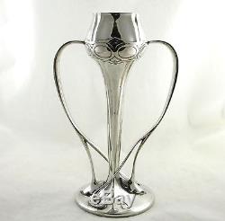 Pewter Art Nouveau Archibald Knox Liberty Design Hand Made Vase Made in England