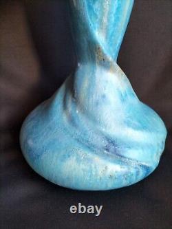 Pierrefonds / Vase en grès émaillé bleu à cristallisations / Art Nouveau