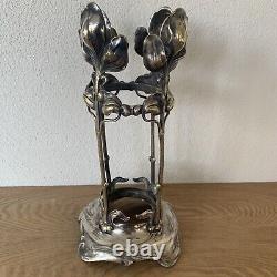 Porte Vase Art Nouveau Jugendstil Allemand WMF Poiconné Métal Argenté