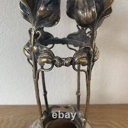 Porte Vase Art Nouveau Jugendstil Allemand WMF Poiconné Métal Argenté