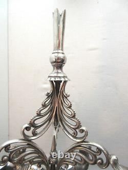 RARE Centre de table 1900, métal argenté anglais, 3 chameaux accroupis + 4 vases