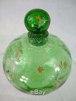 Rare Fin Flacon Emile Galle Nancy Verre Emaille Ep. 1900 Art Nouveau No Vase