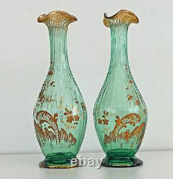 RARE Paire de VASES Emaillés Or Style Louis XV Rocaille Art-Nouveau ca 1900