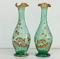 RARE Paire de VASES Emaillés Or Style Louis XV Rocaille Art-Nouveau ca 1900