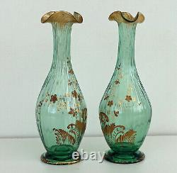 RARE Paire de VASES Emaillés Or Style Louis XV Rocaille Art-Nouveau ca 1900