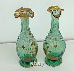 RARE Paire de VASES Emaillés Or Style Louis XV Rocaille Art-Nouveau ca 1900
