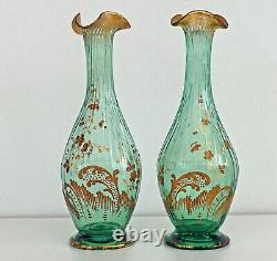 RARE Paire de VASES Emaillés Or Style Louis XV Rocaille Art-Nouveau ca 1900