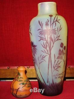 RARE et GRAND vase cristallerie de pantin époque Gallé, Daum, Legras art nouveau