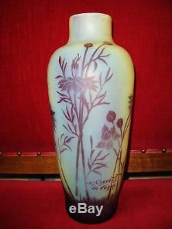 RARE et GRAND vase cristallerie de pantin époque Gallé, Daum, Legras art nouveau