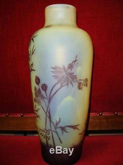 RARE grand vase cristallerie de pantin époque Gallé, Daum et Legras art nouveau