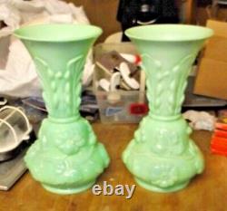 Rare PAIRE grand vase ancien opalescent art deco nouveau tbe NO ETLING NO SABINO