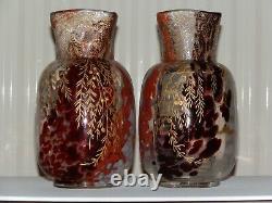 Rare Paire Vases Japonisant Ernest Baptiste Leveille Paris Art Nouveau