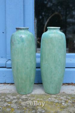 Rare Paire Vases Signés Henri Gandais Vers 1900/10 Style Art Nouveau H 22cm
