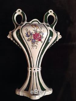 Rare Vase Art Nouveau en Barbotine Signé Clairefontaine Segonite à Restaurer