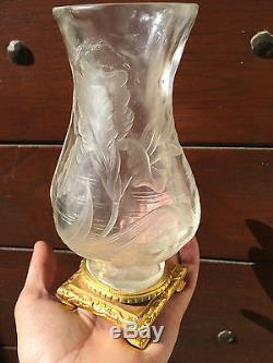 Rare Vase Art Nouveau l'escalier de cristal Monture Bronze doré Edouard Enot