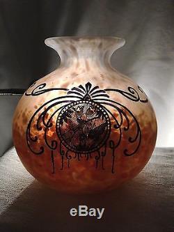 Rare! Vase En Pate De Verre Signe Legras