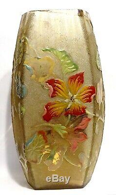 Rare Vase En Verre Emaille Signee Emile Galle Art Nouveau 1894 Nancy -no Daum