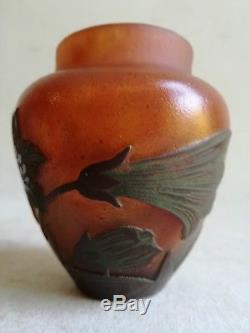 Rare Vase Miniature Pte De Verre Emile Galle French Art Glass Vase Art Nouveau