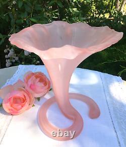Rare Vase Pte De Verre Rose Art Nouveau Tulipe Corolle Fleur