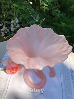 Rare Vase Pte De Verre Rose Art Nouveau Tulipe Corolle Fleur