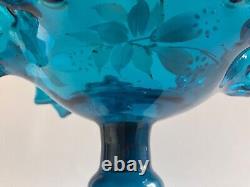Rare coupe à pied compotier baguier verre émaillé vase Clichy Legras Art Nouveau