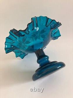 Rare coupe à pied compotier baguier verre émaillé vase Clichy Legras Art Nouveau