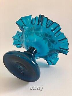 Rare coupe à pied compotier baguier verre émaillé vase Clichy Legras Art Nouveau