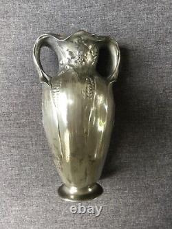 Rare vase étain argenté Art Nouveau signé Eugène Lelièvre Susse Freres