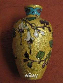 Rare vase faïence émaillé cloisonné fond or signé Paul Milet Sèvres Art Nouveau