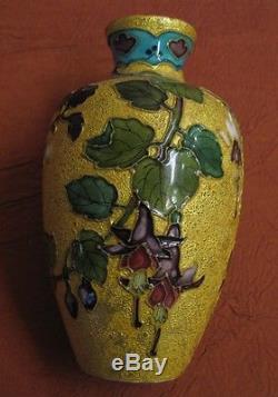 Rare vase faïence émaillé cloisonné fond or signé Paul Milet Sèvres Art Nouveau