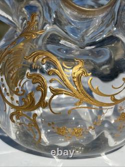 Ravissant Vase En Cristal Art Nouveau Émaillé Or Legras, Daum, Baccarat