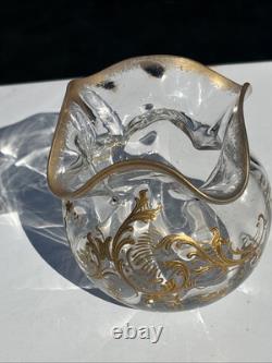 Ravissant Vase En Cristal Art Nouveau Émaillé Or Legras, Daum, Baccarat