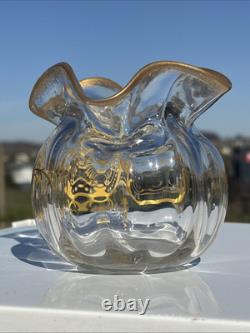 Ravissant Vase En Cristal Art Nouveau Émaillé Or Legras, Daum, Baccarat