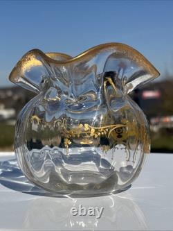 Ravissant Vase En Cristal Art Nouveau Émaillé Or Legras, Daum, Baccarat