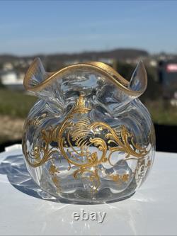 Ravissant Vase En Cristal Art Nouveau Émaillé Or Legras, Daum, Baccarat