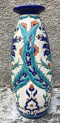 Royal Boch Keramis Vase en Faïence Art Nouveau Décor Fleurs XXe Vers 1920