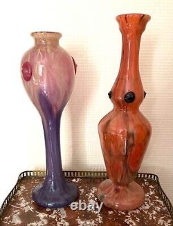 SCHNEIDER, Vase aux 4 cabochons, art nouveau