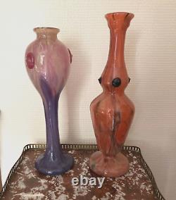 SCHNEIDER, Vase aux 4 cabochons, art nouveau