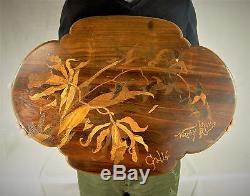 Spl. Plateau Table Marqueterie Orchidee Emile Galle Nancy Art Nouveau 1900 Vase