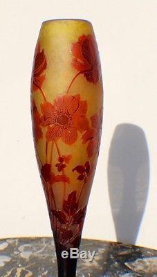 Superbe Grand Vase Nancy Pate De Verre Art Deco Degage A L'acide