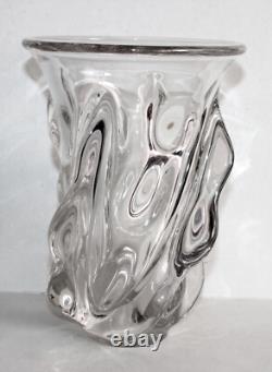 SUPERBE GRAND VASE TORSADE EN CRISTAL EPOQUE ART NOUVEAU XXe, 22x16cm 2,2KG TTBE