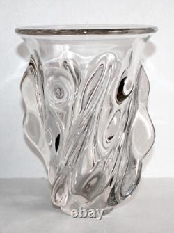 SUPERBE GRAND VASE TORSADE EN CRISTAL EPOQUE ART NOUVEAU XXe, 22x16cm 2,2KG TTBE