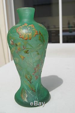Superbe Vase Muller Croismare Grave Emaille Art Nouveau 1900 No Galle/daum