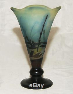 Superbe Vase Pate De Verre Art Nouveau Decor Nenuphars Emile Galle Nancy 1900