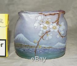 Superbe Vase Pate De Verre Art Nouveau Legras Decor Paysage Et Pommiers 1900