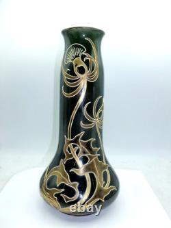 SUPERBE VASE SARREGUEMINES décor aux chardons ART NOUVEAU